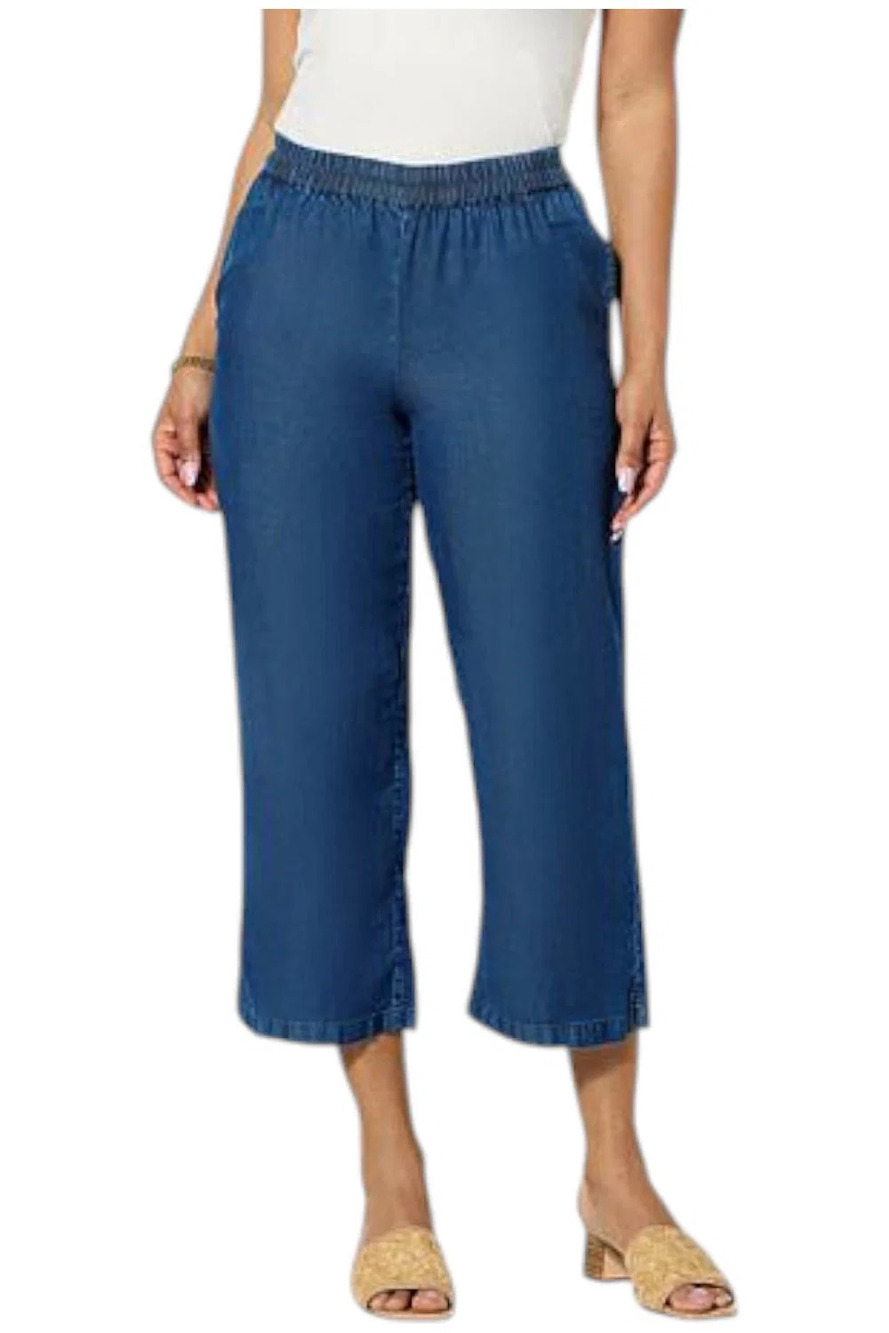 Antthony Women's Soft Denim Pull-On Capri Dark Wash - Regular